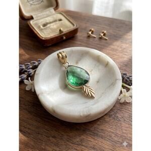 Dainty Green Gemstone Teardrop Pendant